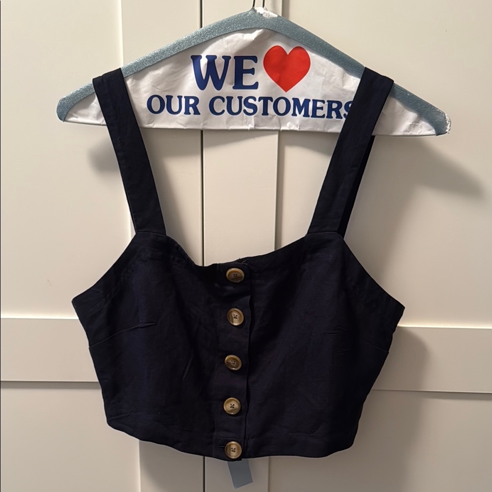 NWT Loft Blue Button-Up Crop Top